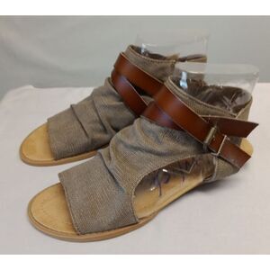 Blowfish Malibu Balla Sandals Womens 8.5 Demi Wedge Canvas Side Zipper